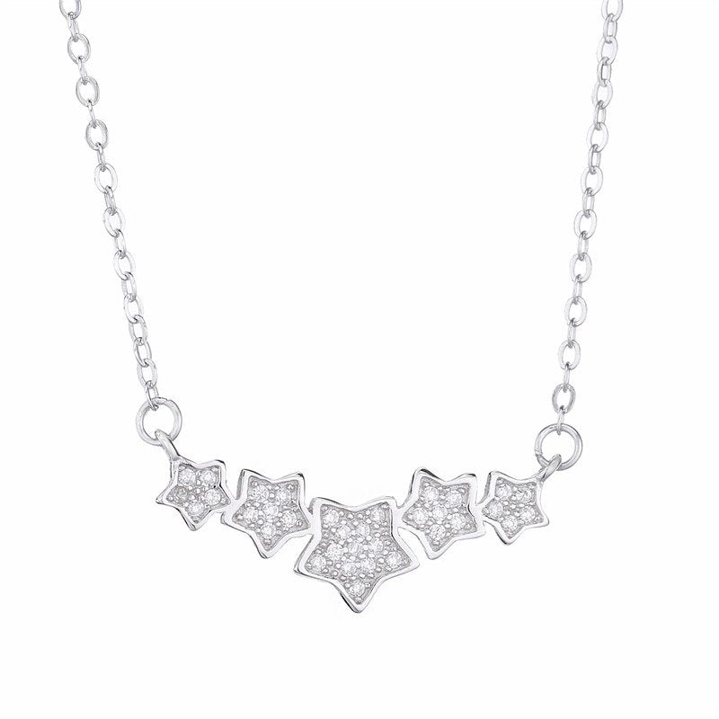 925 Sterling Silver Star Necklaces & Pendants Silver Chain Choker Necklaces Jewelry Collar Colar