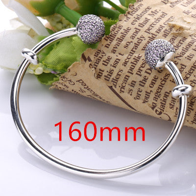 Brand Luxury Jewelry Original 925 Sterling Silver Bracelets Bangles Female Open Bangles CZ Crystal Charms Bracelets