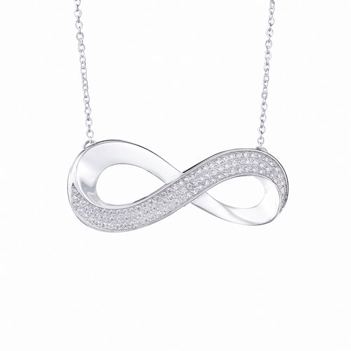 Christmas Gift 925 Sterling Silver Big Infinity Pendant Necklace For Women BestFriend Silver Chain Necklace Wholesale