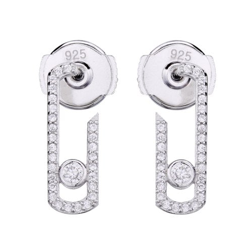 France Popular Jewelry Move Addiction Pave Drop Earring For Women 925 Sterling Silver Wedding Drop Earring Wholesale