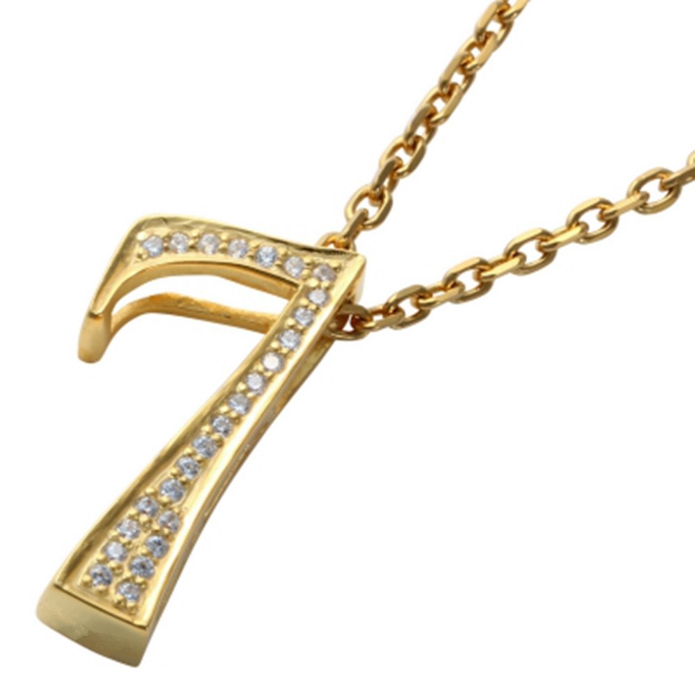 Japan Popular Jewelry 925 Sterling Silver Number 7 Pendant Necklace For Women SIlver Letter Necklace 18K Gold Jewelry
