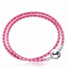 Mix Blue Pink White Woven Double Leather Charm Bracelet For Women 925 Sterling Silver Snake Leather Bracelet 3 Color