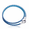 Mix Blue Pink White Woven Double Leather Charm Bracelet For Women 925 Sterling Silver Snake Leather Bracelet 3 Color