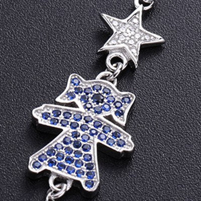 Russia Hot Sale 925 Sterling Silver Boy And Girl Bracelet For New Mom Silver Two Child Bracelet For New Baby Adjust