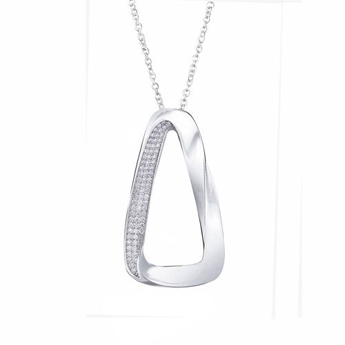 Solid 925 Sterling Silver Triangle Pendant Necklace For Women Slilver Link Chain Necklace Girlfriend Gift Wholesale