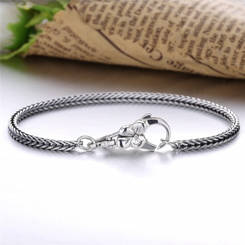 Vintage Style 925 Sterling Silver Gr Bracelet For Men Europe Popular DIY Jewelry Plum Buckle Bracelet Fine Jewelry