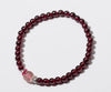 (Small 4MM) 100% Real. 925 Sterling Silver Fine Jewelry Red Garnet &Rose Quartz Stone Bracelet Beads Flower Charms GTLS541