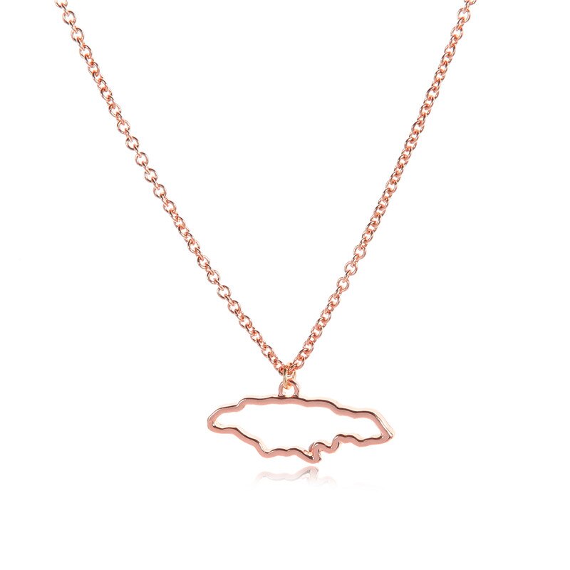 Small Caribbean Sea Island Jamaica Map Necklace Outline Country of Jamaican Continent Chain Necklaces for African Jewelry