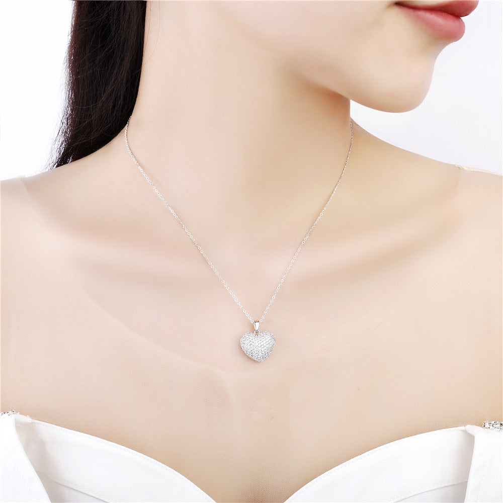Small Clear Cubic Zircon Heart Necklace For Women Gold CZ Crystal Pendant Choker Wedding Party Gifts Trendy Jewelry 2022 New