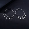 Small Crystal Stars Hoop Earring Gold Silver Color Simple Big Circle Stainless Steel Earrings For Woman Jewelry Accessories Gift