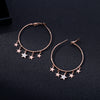 Small Crystal Stars Hoop Earring Gold Silver Color Simple Big Circle Stainless Steel Earrings For Woman Jewelry Accessories Gift