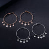 Small Crystal Stars Hoop Earring Gold Silver Color Simple Big Circle Stainless Steel Earrings For Woman Jewelry Accessories Gift