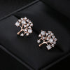 Small Cute Gold Tree Of Life Stud Earring For Woman Clear CZ Zircon Charms Earrings Female Jewelry Party Gift