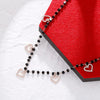 Small Cute Love Hearts Pendant Necklace For Women Black Beads Chain Short Chain Choker Female Jewelry
