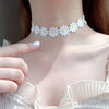 Small Daisy Choker Women's Lace Necklace Soft Sweet White Flower Neck Jewelry for Female Wedding Necklace Party Gift