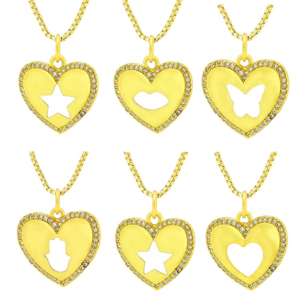 Small Design Sense  The necklace Temperament Asymmetry Star Moon Tide Plated Hollow Out Five-Pointed Star Love Pendant