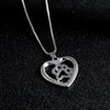 Small Dog Footprint Heart Pendant Necklace Women's Necklace Austrian Rhinestone Inlaid Necklace Pendant Accessory Party Jewelry