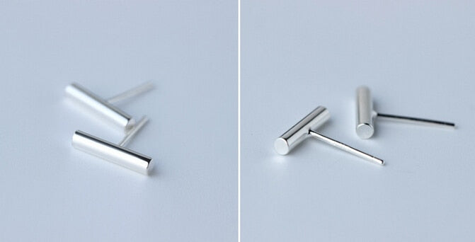 Small Fashion 925 Sterling Silver straight Bar /Stick Stud Earrings Piercing Vertical Bar Gift for Men Women geometric GTLE492-1