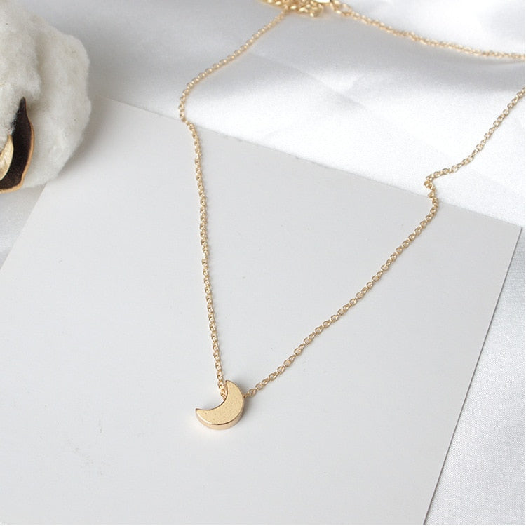 Small Heart Moon Star Choker Necklace for Women Gold/Silver Color Short Chain Love Pendant Collar Necklace Bohemian Jewelry Gift