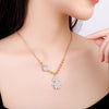 Small Lovely Girl Shape Pendant Necklace For Girl Mon Family BLack Gold Beads Chain Clear Crystal Heart Necklaces Jewelry Gift