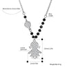 Small Lovely Girl Shape Pendant Necklace For Girl Mon Family BLack Gold Beads Chain Clear Crystal Heart Necklaces Jewelry Gift