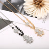 Small Lovely Girl Shape Pendant Necklace For Girl Mon Family BLack Gold Beads Chain Clear Crystal Heart Necklaces Jewelry Gift