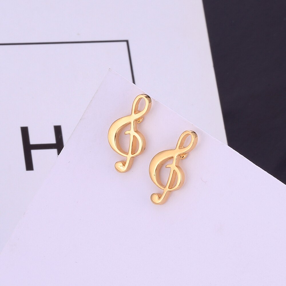 Small Music Earrings Gold Silver Color Simple Lovely Ear Studs for Women Party Charm Musical Note Earring Jewelry Gift