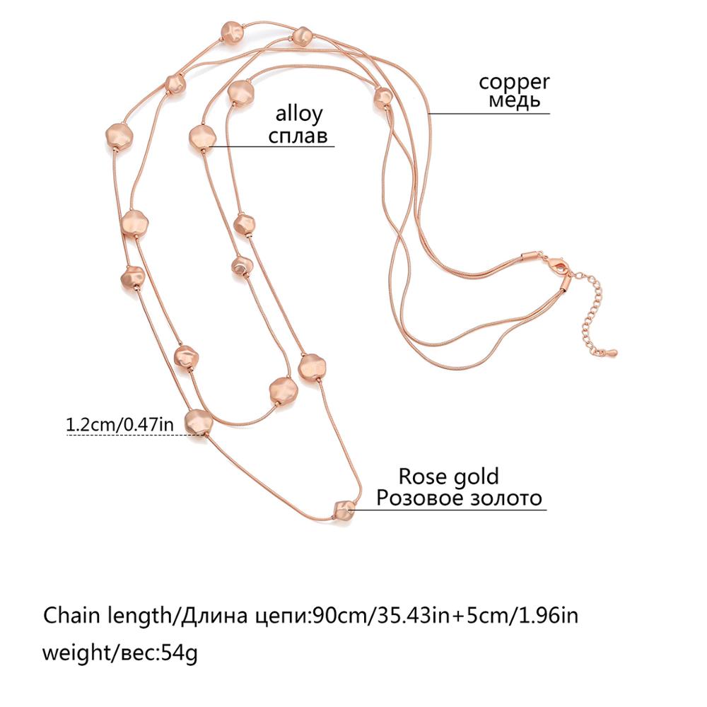 Small Round Stone Pendant Necklaces Gold Black Color Long Double Layer Chain Necklace For Woman Jewelry Bohemia Gift New