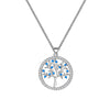 Small Round Tree of Life Pendant Necklace For Women Gold Silvery Chain Charm White Blue CZ Zircon Choker Necklace Party Jewelry