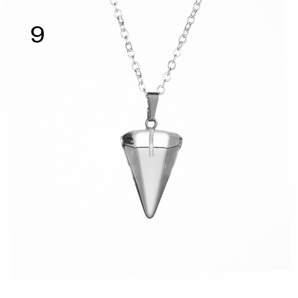 Small Size Reiki Pendulum Natural Stone Amulet Healing Crystal Hexagonal Chain Pendant Charm Necklace for Men Women Jewelry