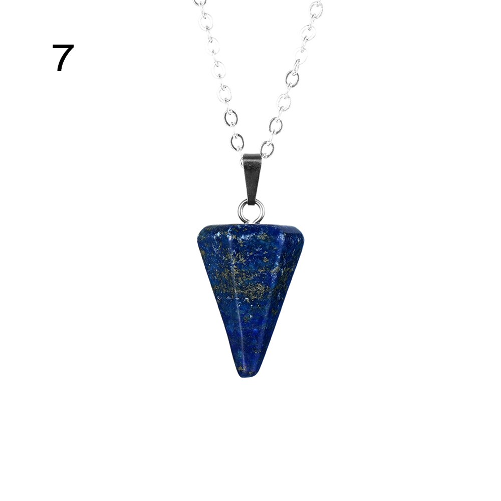 Small Size Reiki Pendulum Natural Stone Amulet Healing Crystal Hexagonal Chain Pendant Charm Necklace for Men Women Jewelry