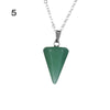 Small Size Reiki Pendulum Natural Stone Amulet Healing Crystal Hexagonal Chain Pendant Charm Necklace for Men Women Jewelry
