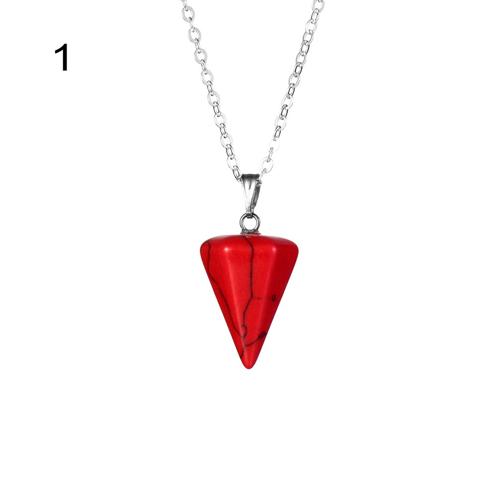 Small Size Reiki Pendulum Natural Stone Amulet Healing Crystal Hexagonal Chain Pendant Charm Necklace for Men Women Jewelry