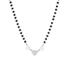 Small Stainless Steel Love Hearts Pendant Necklace For Women Black Beads Chain Crystal Short Choker Female Jewelry