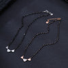Small Stainless Steel Love Hearts Pendant Necklace For Women Black Beads Chain Crystal Short Choker Female Jewelry