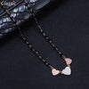 Small Stainless Steel Love Hearts Pendant Necklace For Women Black Beads Chain Crystal Short Choker Female Jewelry