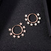 Small Stars Around Circle Hoop Earring Gold Silver Color Simple Stainless Steel Earrings For Woman Girls Gifts Trendy Jewelry