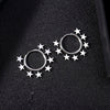 Small Stars Around Circle Hoop Earring Gold Silver Color Simple Stainless Steel Earrings For Woman Girls Gifts Trendy Jewelry