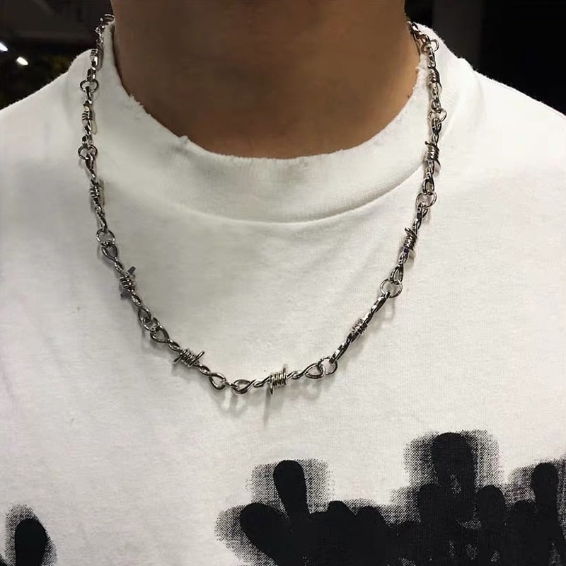 Small Wire Brambles Iron Unisex Choker Necklace Women Hip-hop Gothic  Punk Style Barbed Wire Little Thorns Chain Choker Gifts