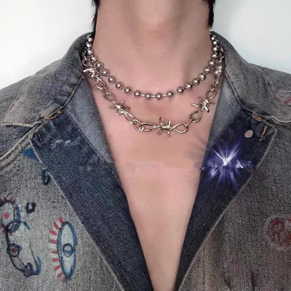 Small Wire Brambles Iron Unisex Thorns Choker Necklace For Women Hip-hop Goth Punk Barbed Wired Little Thorns Chain Mens Jewelry
