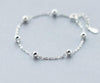 (Small beads 4mm) Real. 925 -Sterling -Silver-Jewelry LUCKY Ball chain bracelet adjustable Charm Summer jewelry GTLS231