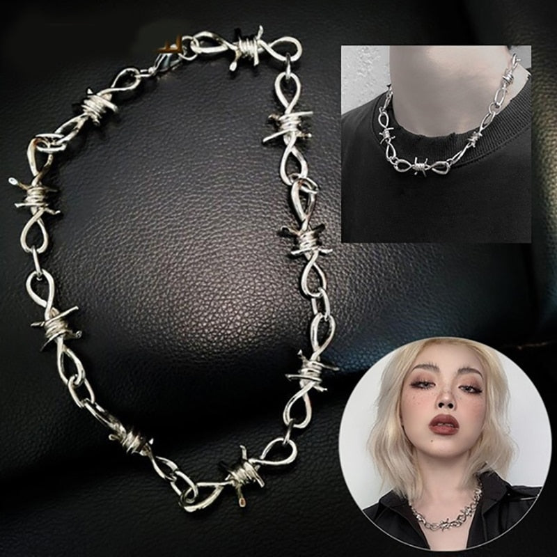 Small wire Brambles Iron Unisex Choker Necklace Women Hip-hop Gothic Punk Style Barbed Wire Little thorns Chain Choker Gifts