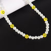 Smile Face Bead Chain Necklace Women 2021 Cute Happy Face Strand Simulated Pearl Bead Necklace For Women Jewelry Gift