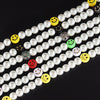 Smile Face Bead Chain Necklace Women 2021 Cute Happy Face Strand Simulated Pearl Bead Necklace For Women Jewelry Gift