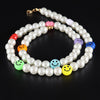 Smile Face Bead Chain Necklace Women 2021 Cute Happy Face Strand Simulated Pearl Bead Necklace For Women Jewelry Gift