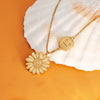 Smile Face with Sunflower Pendant Necklace