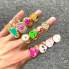 Smile Gal Ring Alien Flower Queen Rings Namel Thick Ring Size  Spring Fine Lucky Jewelry Heart Clouds Rings for Women Gift