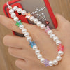 Smiley Beaded Anti-lost Phone Charm Chain Fruit Rainbow Soft Ceramic Lanyard Strap Mobile for Girls Phone Choker Keys Strand