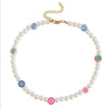 Smiley Face Choker Beads Necklace Irregular Pearl Cute Summer Y2K Collar Pearl Necklace for Teen Girls Women