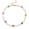Smiley Face Choker Beads Necklace Irregular Pearl Cute Summer Y2K Collar Pearl Necklace for Teen Girls Women